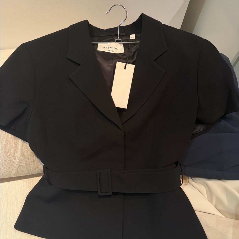 NWT Babaton Black Belted Short-Sleeve Blazer Jacket